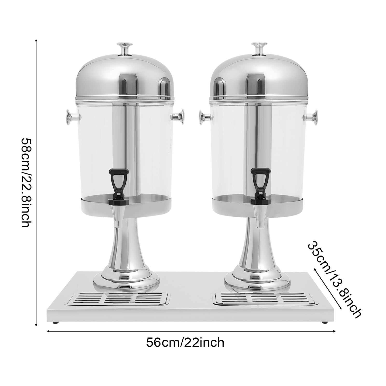 Dispensador de bebidas de acero inoxidable con grifo y base antigoteo, dispensador de agua de 8 L/16 L para zumo, té helado y cócteles, ideal para fiestas, camping y hogar, incluye núcleo de hielo (16