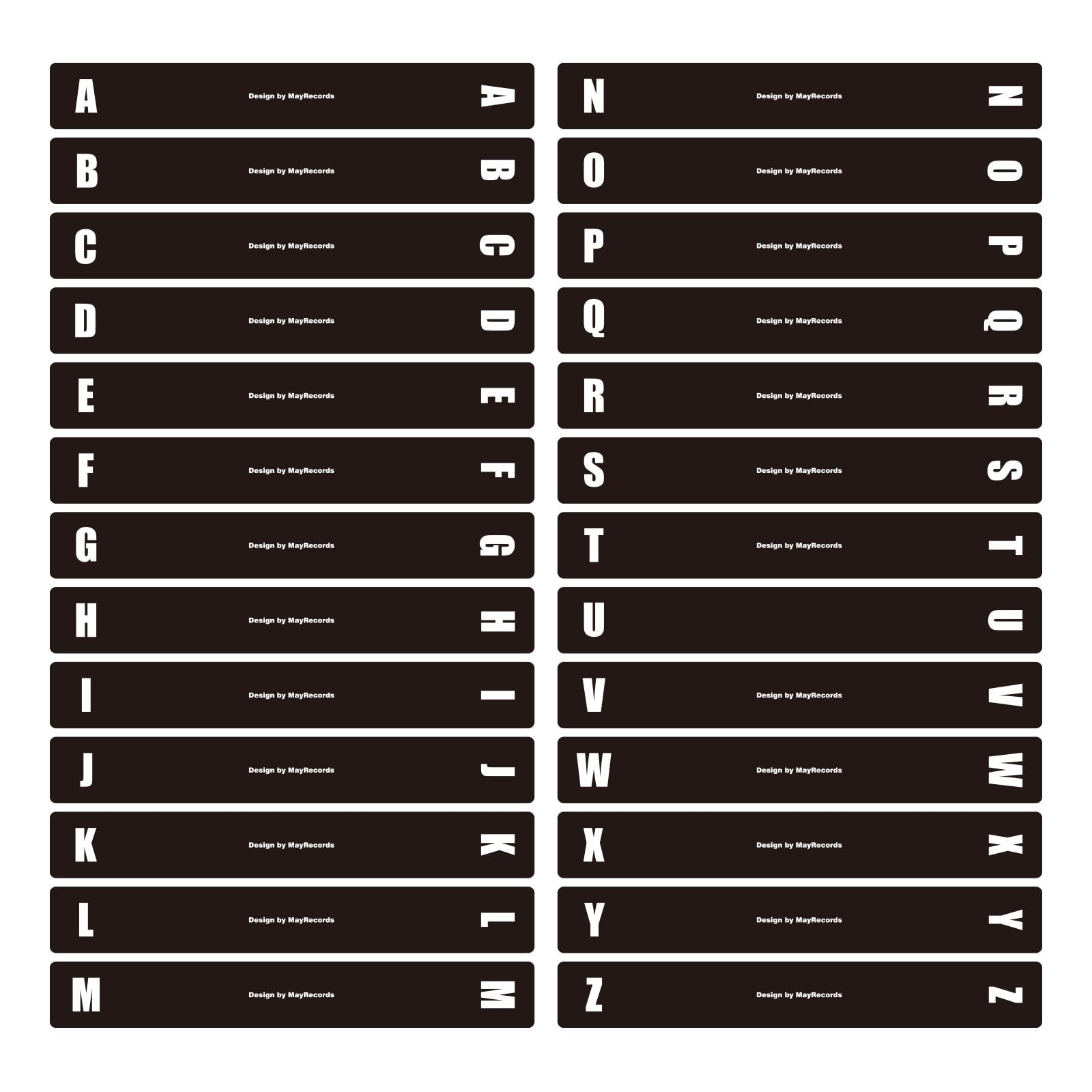 MayRecords 26 Pcs Vinyl Record Dividers Black Alphabetical A-Z Vinyl Record Tabs LPs Separators Rectangular Dividers Horizontal and Vertical Record Holder Organizer Guides for Album CD DVD Media