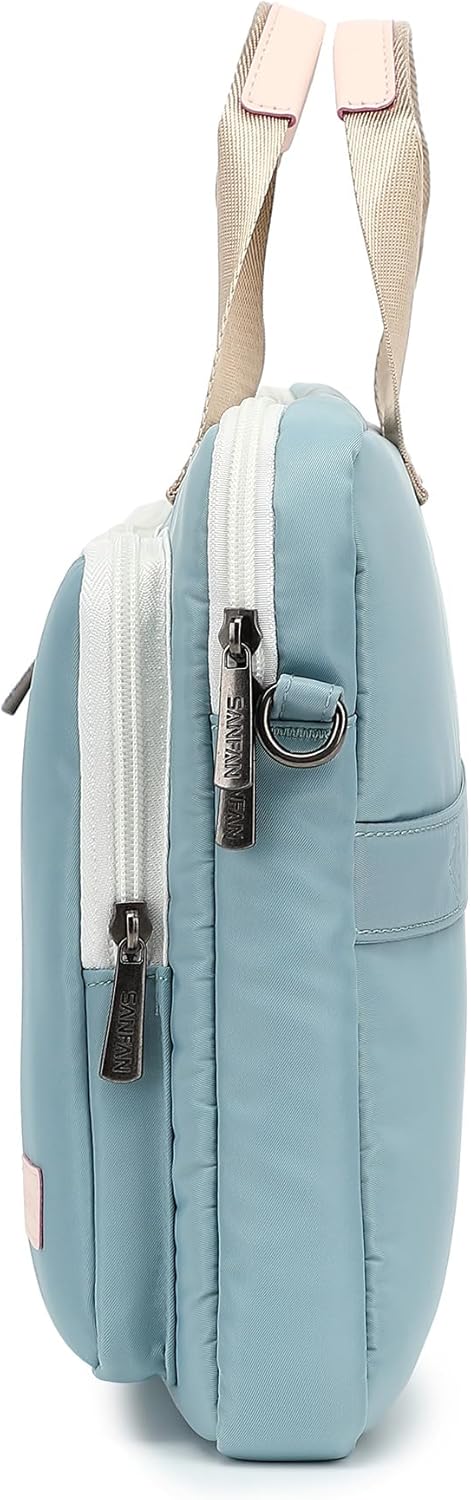 360 Protective Multi-Pockets Laptop Shoulder Bag Sleeve Case, Briefcase for 15.6 & 16 Inch Laptops (Light Blue) - Image 7