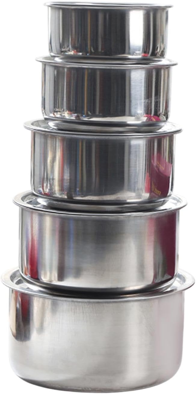 5Pcs Stainless Steel Sauce Pots with Lid, Professional Cooking Tools, Cookware Kitchen Accessories Kitchenware Stew Pot Set, Style A