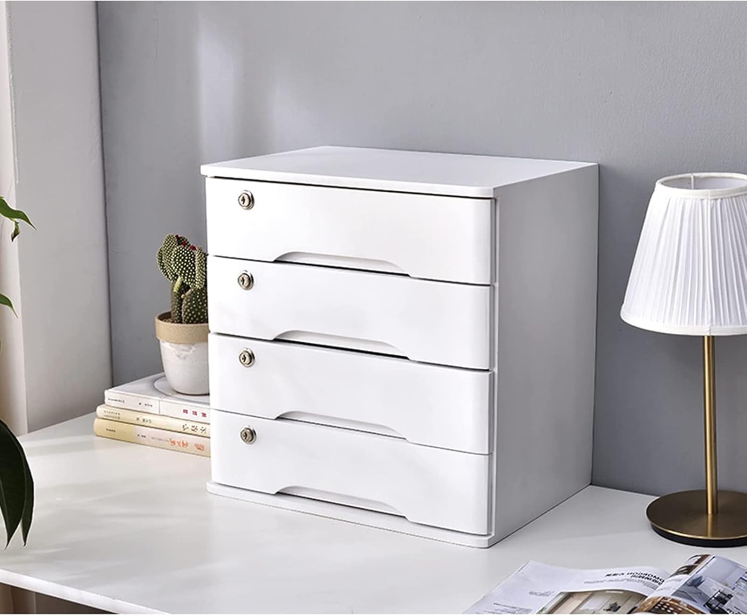 Desktop File Cabinet - Solid Wood Storage Box - Desktop Organizer, Solid Wood Storage Box Small Chest of Drawers Put A4 Paper, Small Chest of Drawers Put A4 Paper(B,4 Drawers)