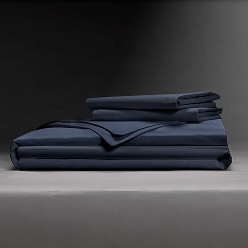 Miniatura 2 de Pillow Guy Luxe - Juego de funda de edredón suave y lisa 100% Tencel, azul marino oscuro, tamaño matrimonialqueen