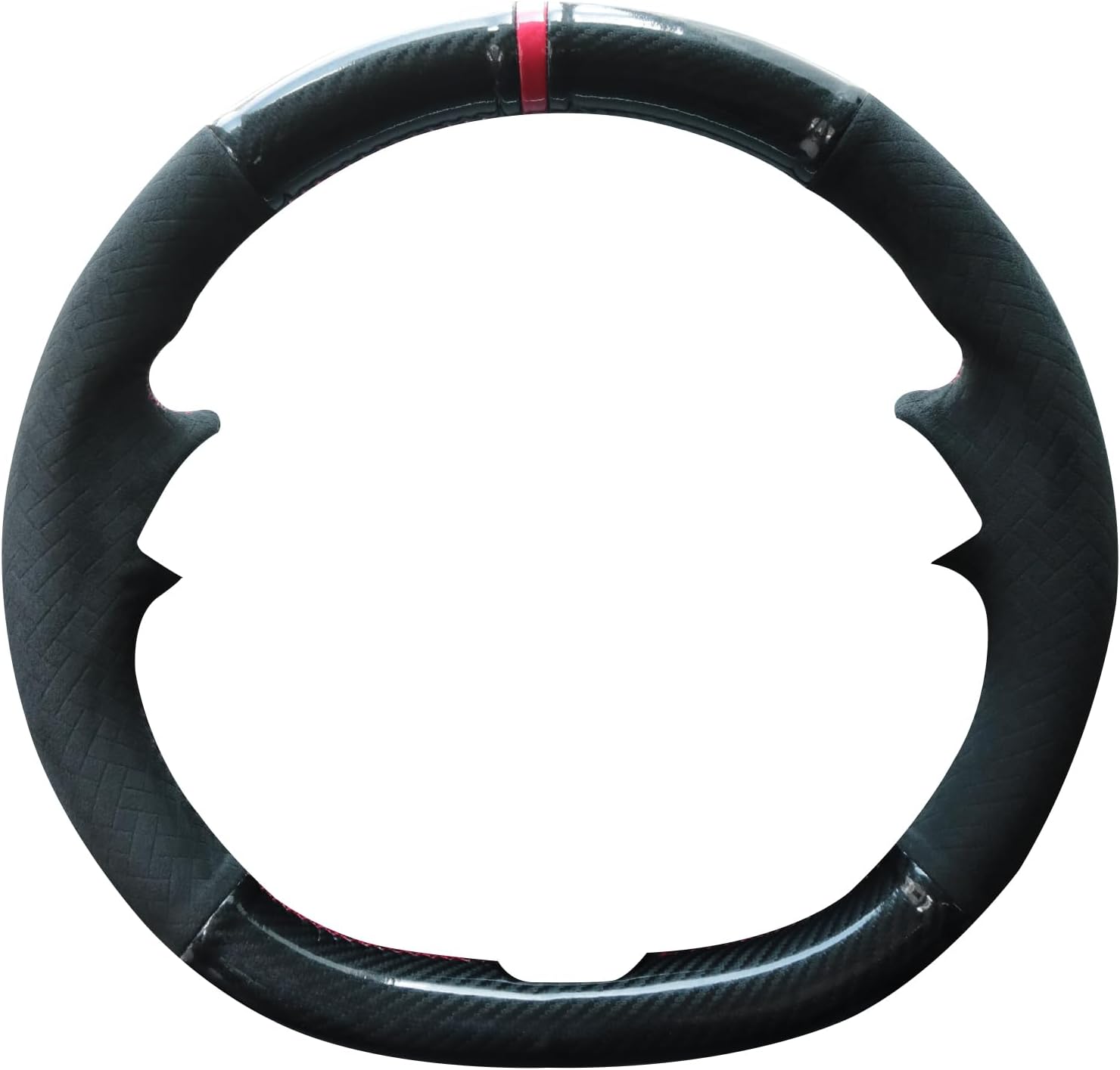 MEWANT Steering Wheel Cover for Tesla Model 3 Highland 2023-2025 / Tesla Model Y 2025 Hand-Stitched Carbon Fiber Suede Steering Wrap