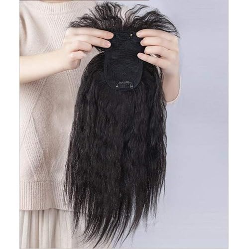 Miniatura 3 de 3.15 x 4.72 pulgadas, rizado y esponjoso, cabello humano lacio con flequillo, parte superior con clip, pelucas, pieza de cabello para mujeres con