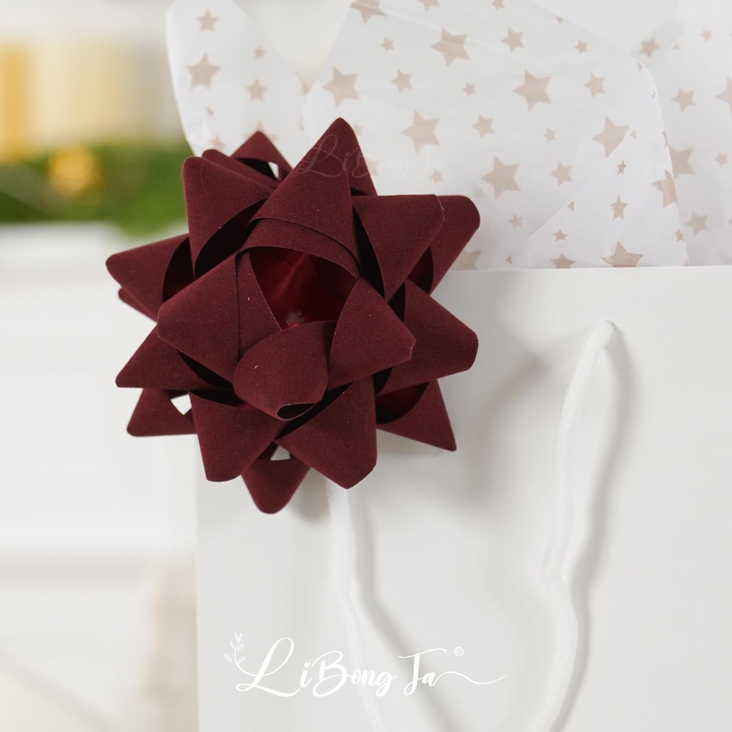 4.5'' Dark Red Velvet Ribbon Gift Bow, Premade Bow for Gift Wrapping Self Adhesive, Red Bows Christmas Decorations, Wrapping Bows for Presents, Party Favor, Holiday, Wedding, Birthday-12 PCs - Image 9