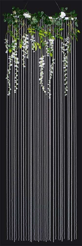 TCDesignerProducts White Pearl Bead Curtain Wedding Decoration, 36 Inches x 9 Feet