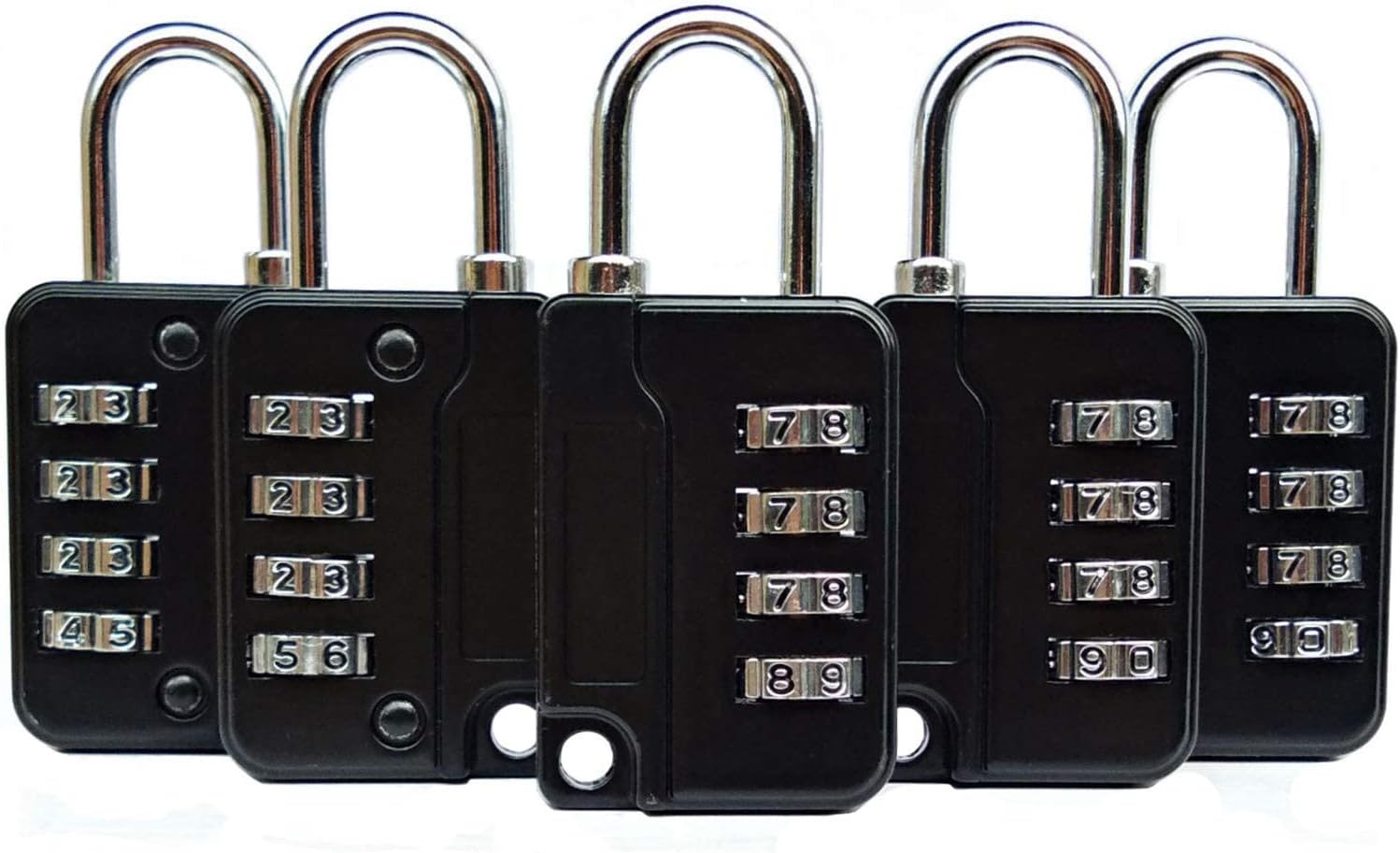 KASTWAVE Luggage Locks, 5 Pcs Travel Suitcase Lock, 4 Digit Combination Padlocks for School Gym Lockers, Tool Boxes, Fences, Buckle Cabinets, Safe Resettable Combination Lock