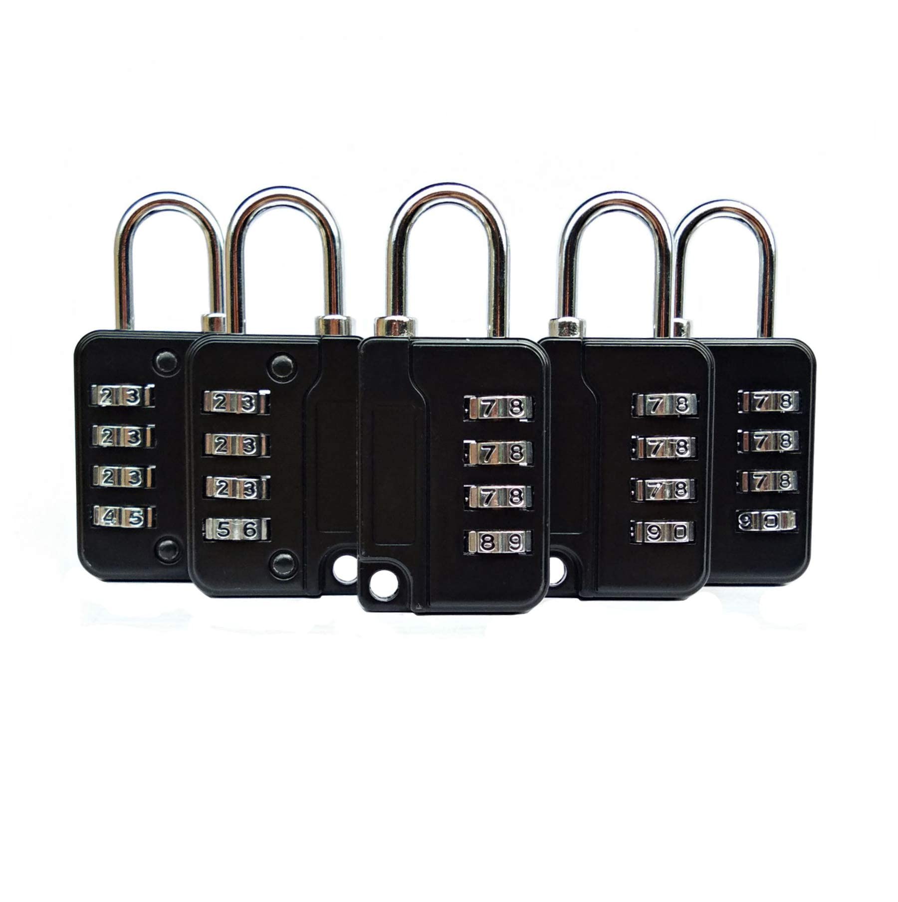 KASTWAVEKASTWAVE Luggage Locks, 5 Pcs Travel Suitcase Lock, 4 Digit Combination Padlocks for School Gym Lockers, Tool Boxes, Fences, Buckle Cabinets, Safe Resettable Combination Lock