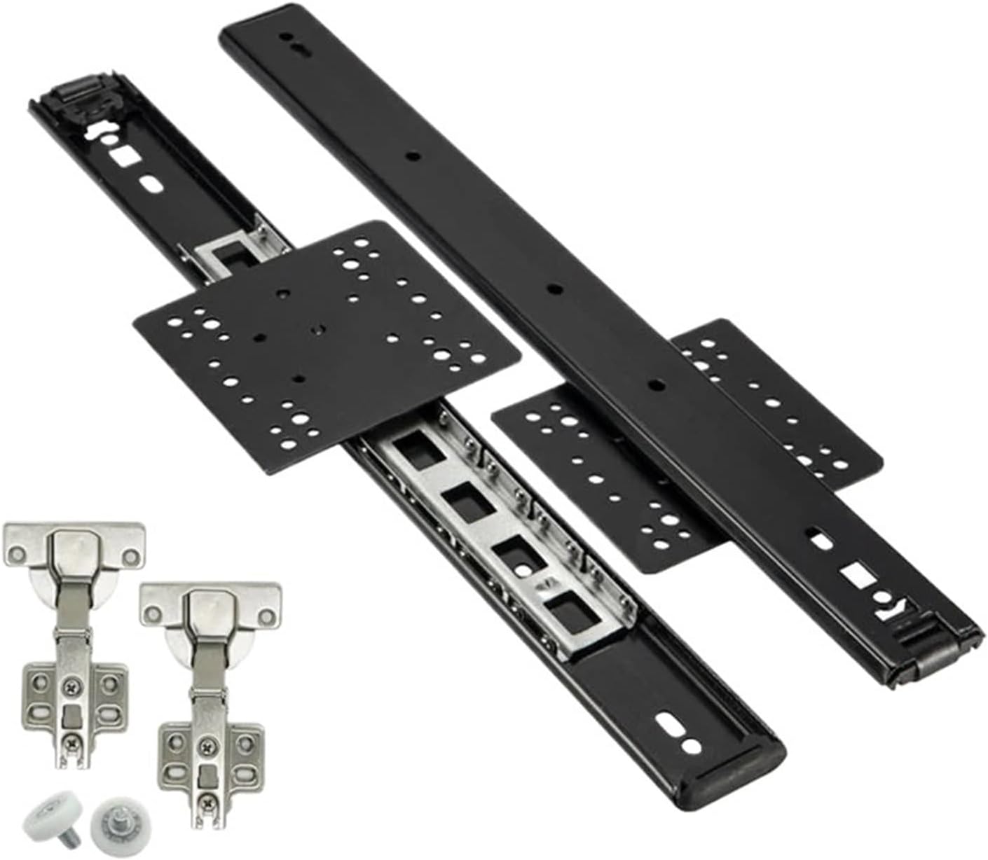 Heavy Duty Drawer Slides Furniture Interior Extension Cabinet Drawer Slides Soft Closing Heavy Duty Door Sliding System Easy Installation(20 inch Black)
