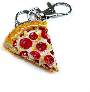 Handmade Realistic Pizza Keychain, Clay Material, Pepperoni Design with Metal Clasp, Food-Themed Accessory