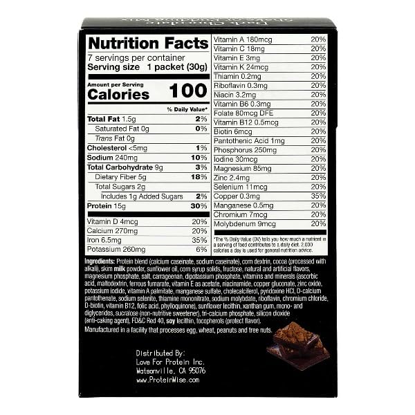 Image of ProteinWise - Dark Chocolate Meal Replacement Shake or Pudding Mix - 7 /Box