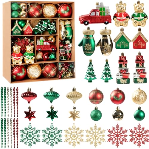 Canlierr 70 Pcs Christmas Ball Ornaments Assorted Shatterproof Hanging Decor