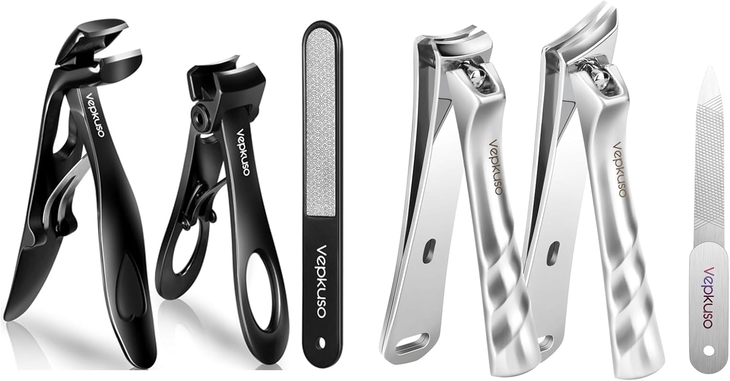 Nail Clippers for Seniors, Wide Jaw Fingernail Clippers and Angled Head Toenail Clippers for Thick Nail, Professional German Nail Clippers for Men, Women&Pregnant