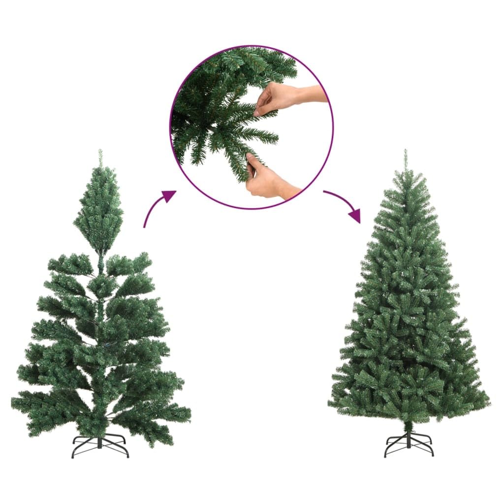 Künstlicher Weihnachtsbaum Klappbar mit Zapfen und Beeren 150 cm PVC Tannenbaum mit Metallständer für Wohnzimmer Flur Büro Advent Weihnachtsdeko Festtagsdeko