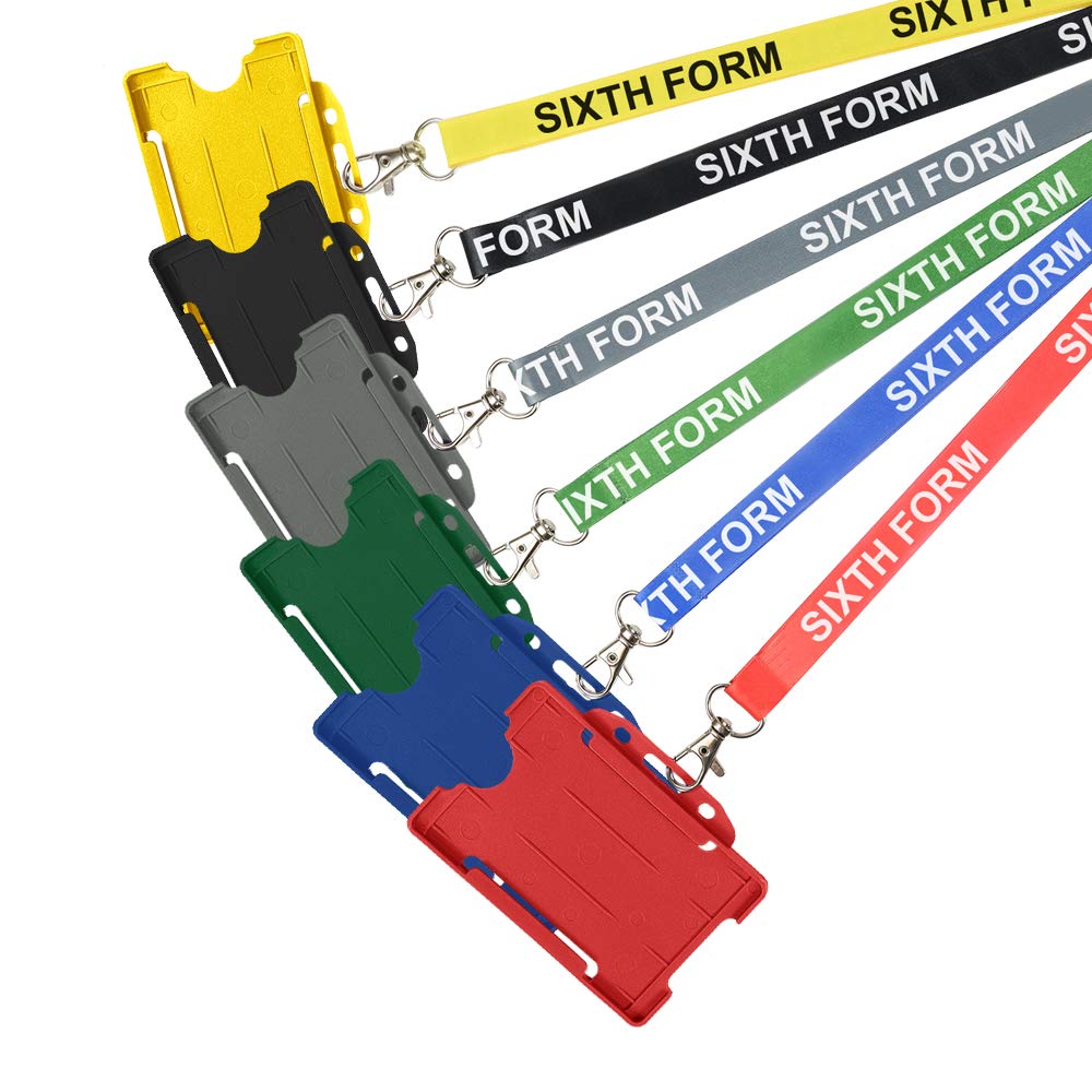 Pack of 10 Black Sixth Form Lanyards with Open Faced Card Holder for ID Cards, Name Badges, and More - Durable Breakaway Sixth Form Neck Strap Suitable for Everyday Use