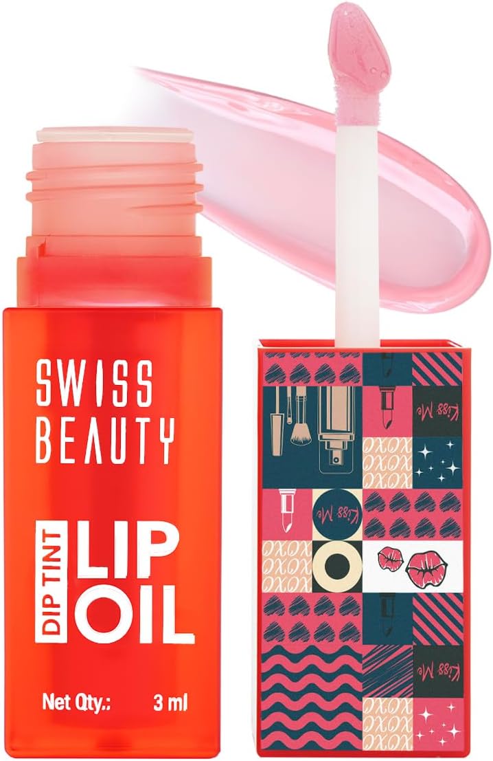 Swiss Beauty Dip Tint Lip Oil | Colour-Changing Lip Oil | Glossy Finish | Long-Lasting Moisturisation | Enriched with Vitamin E | Shade-01 Strawberry, 3ml