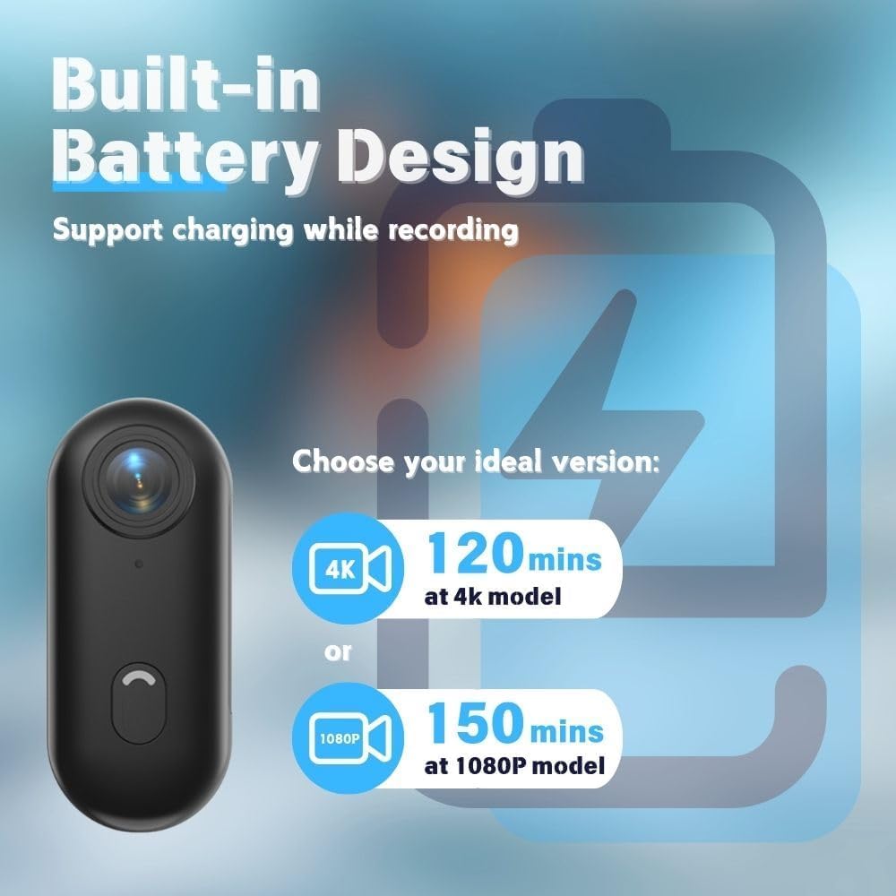 Cámaras corporales 1080P con grabación de audio y vídeo - cámara corporal 1080P impermeable, magnética y con clip de 360°, batería de 150 minutos para ciclismo, pasear con animales (1080-B-32G)