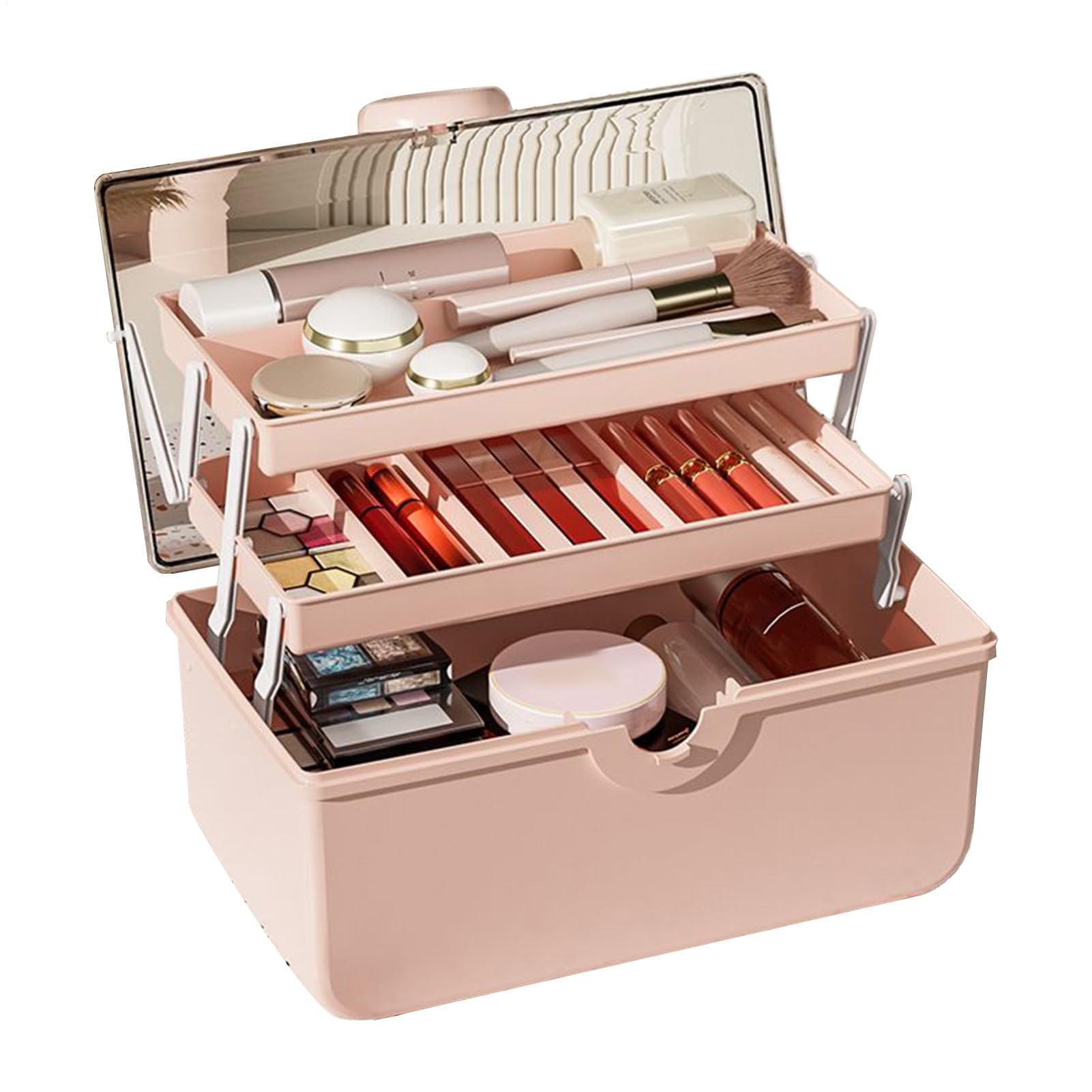 MRKU Coffret de Premiers Secours Familial Portable, Armoire à Pharmacie, étui à Cheveux - Construction en PP 28 x 15,5 x 15,5 cm, Organisateur Multicouche Anti-poussière