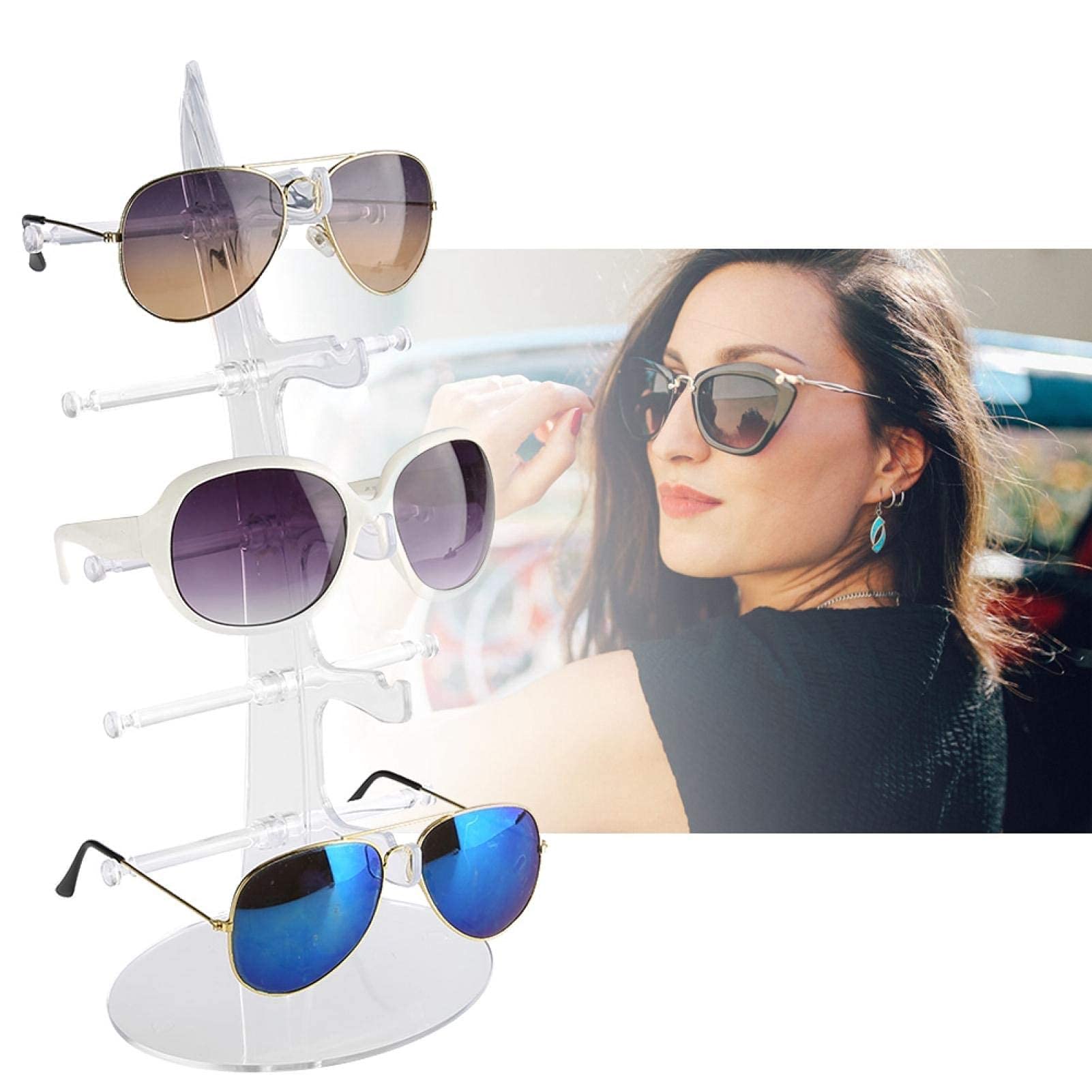 Brillenständer und Sonnenbrillenhalter Kunststoff Display zum Anzeigen oder Aufbewahren von Brillen 5 Rahmen für jeden Halter Schwarz und Transparent klar
