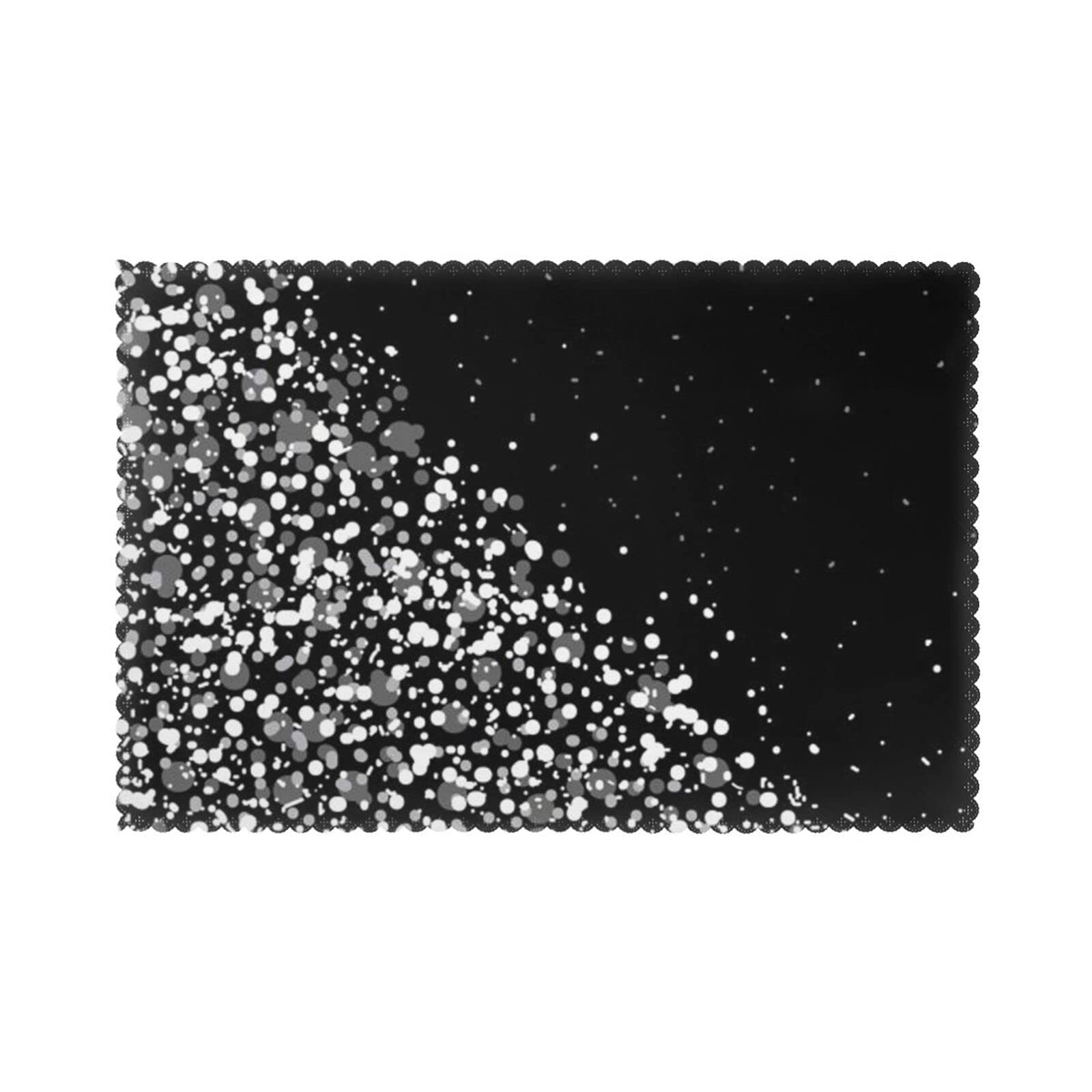 Aroons Black White Glitter Placemats Set Of 6 For Kitchen Gifts Washable Heat Resistant Table Mat Anti-Slip Place Mats 18X12 Inch