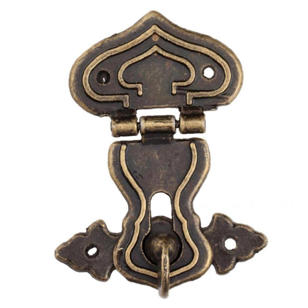 Ruluti 1pc Old Antique Brass Hasps Vintage Decorative Hasp Wooden Box Suitcase Hook with Screws 63 * 47mm