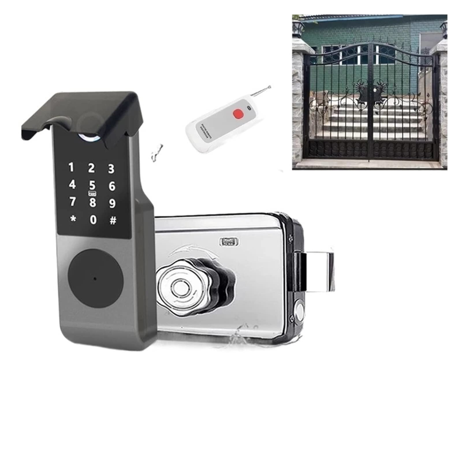 Serratura Smart, IP68 TUYA Impronte digitali Carta magnetica Password Chiave Sblocco remoto Cortile Appartamento Serratura intelligente impermeabile esterna ,Smart Lock Facile da Installare(M6-4)