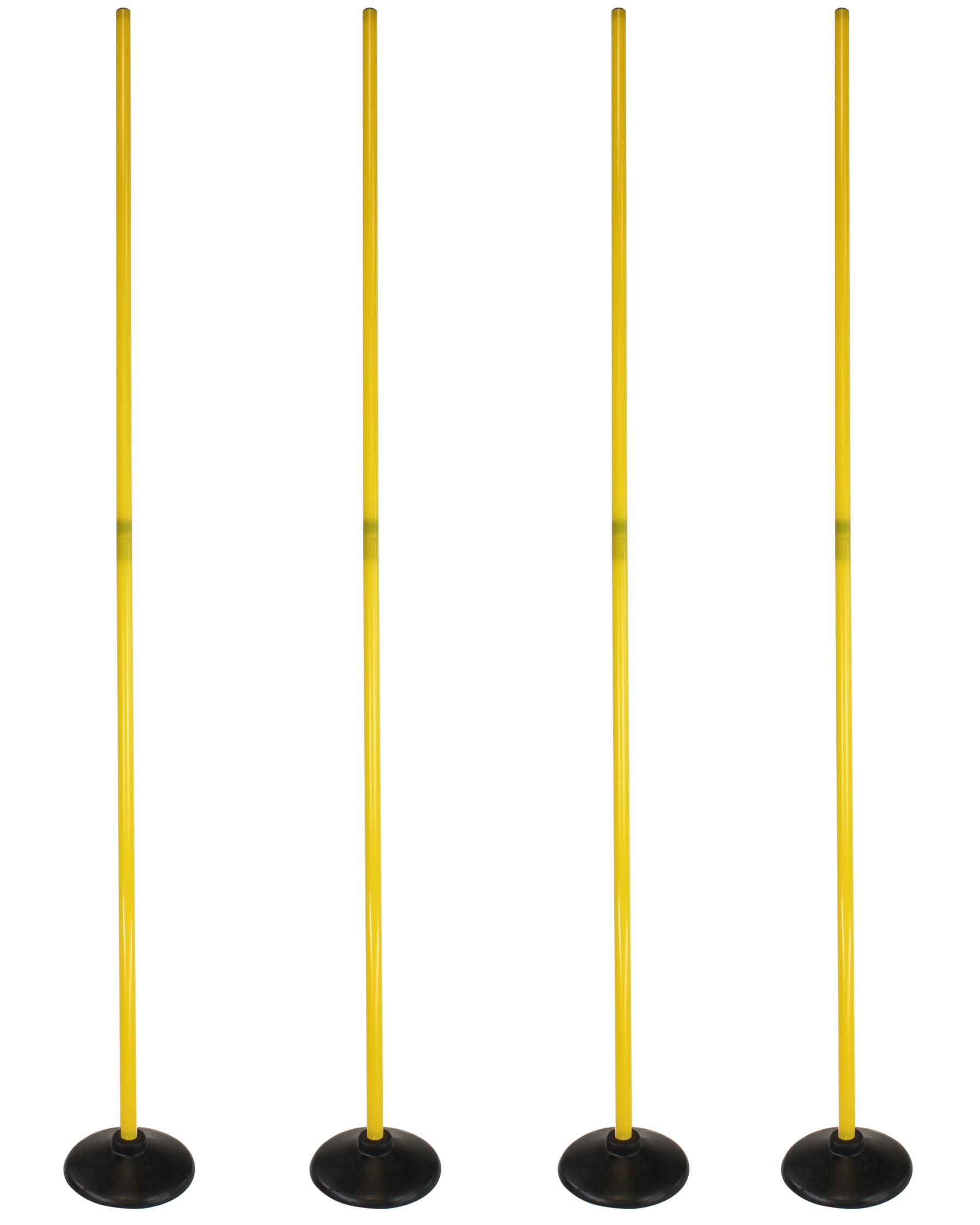 Kombi-Scheibenfuß aus Vollgummi & Slalomstange 180 cm – 4er Set – Rubber Base & Stange für Slalom & Koordinationstraining – für Fußball & Hundesport – Slalom-Set