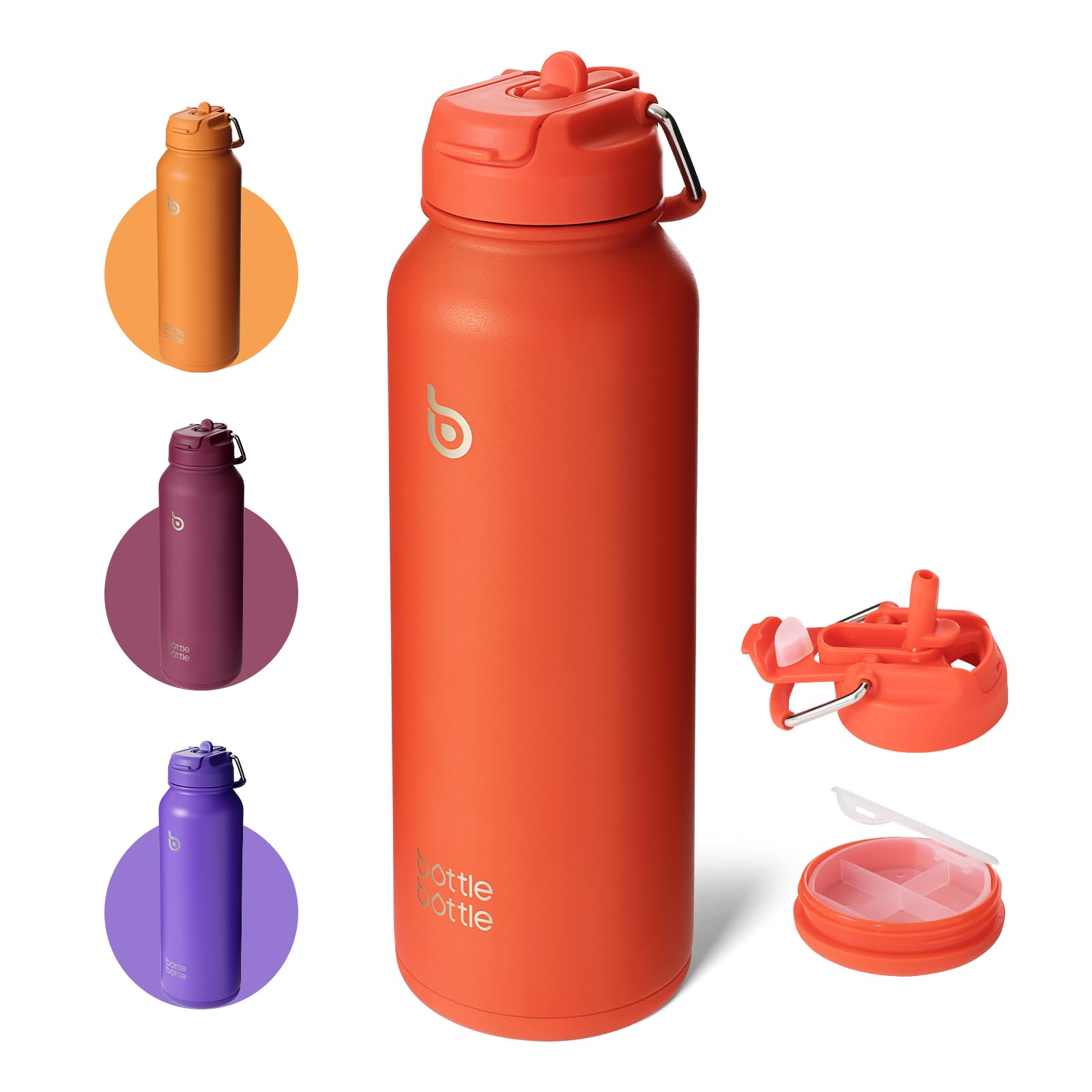 BOTTLE BOTTLE 40 oz sports water bottle stainless steel insulated water bottle with straw and pills holder