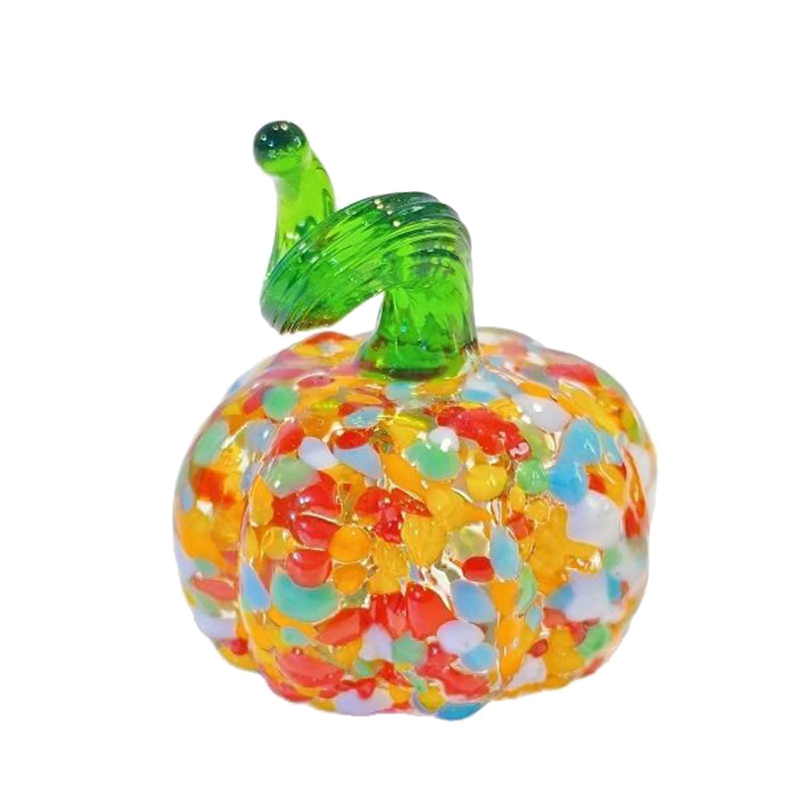 carotoe Shimmering Glass Halloween Pumpkin Figurine Decorative Object for Mantles Bookshelf Display Collectible Gift Festival Halloween Party Decoration