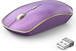 J JOYACCESS Silent Wireless Mouse, Portable Wireless Computer Mouse with 5 Adjustable DPI Levels, USB Mouse for Desktop, Notebook, MacBook, Chromebook, PC (Black Gold)