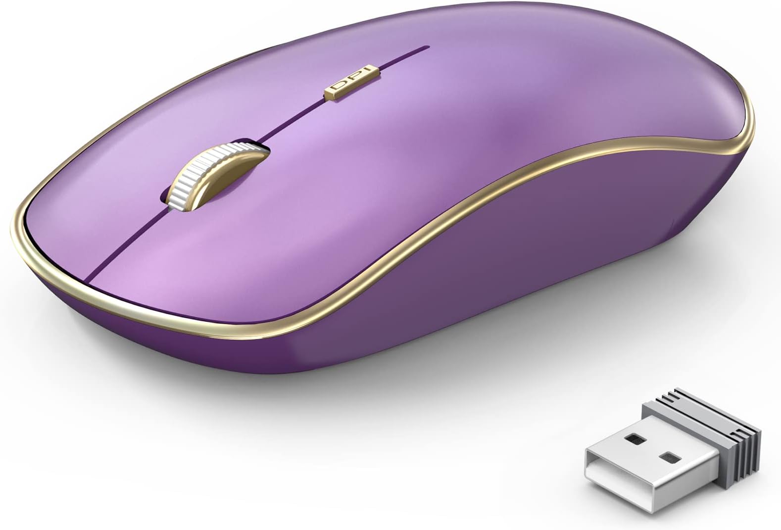 JOYACCESS J Computer Mouse Wireless, 2.4G Silent Wireless Mouse, Portable Ergonomic Wireless Mouse with 5 Adjustable DPI Levels, Cordless Mouse for Desktop, Notebook, PC, Laptop (Purple)