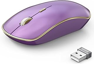 J JOYACCESS Computer Mouse Wireless, 2.4G Silent Wireless Mouse, Portable Ergonomic Wireless Mouse with 5 Adjustable DPI Levels, Cordless Mouse for Desktop, Notebook, PC, Laptop (Purple)