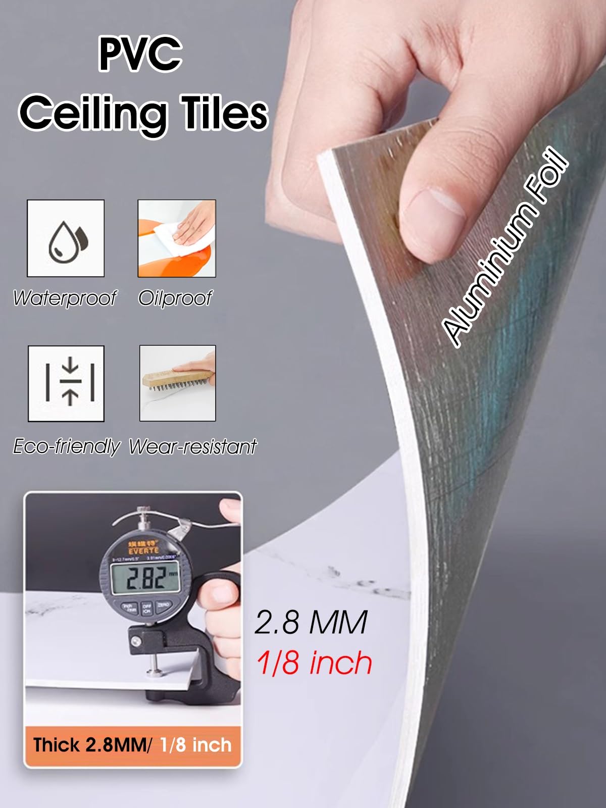 Pannelli da soffitto in PVC per bagno e doccia, rivestimento murale impermeabile per nascondere pareti danneggiate, ideale per la ristrutturazione di casa e ufficio