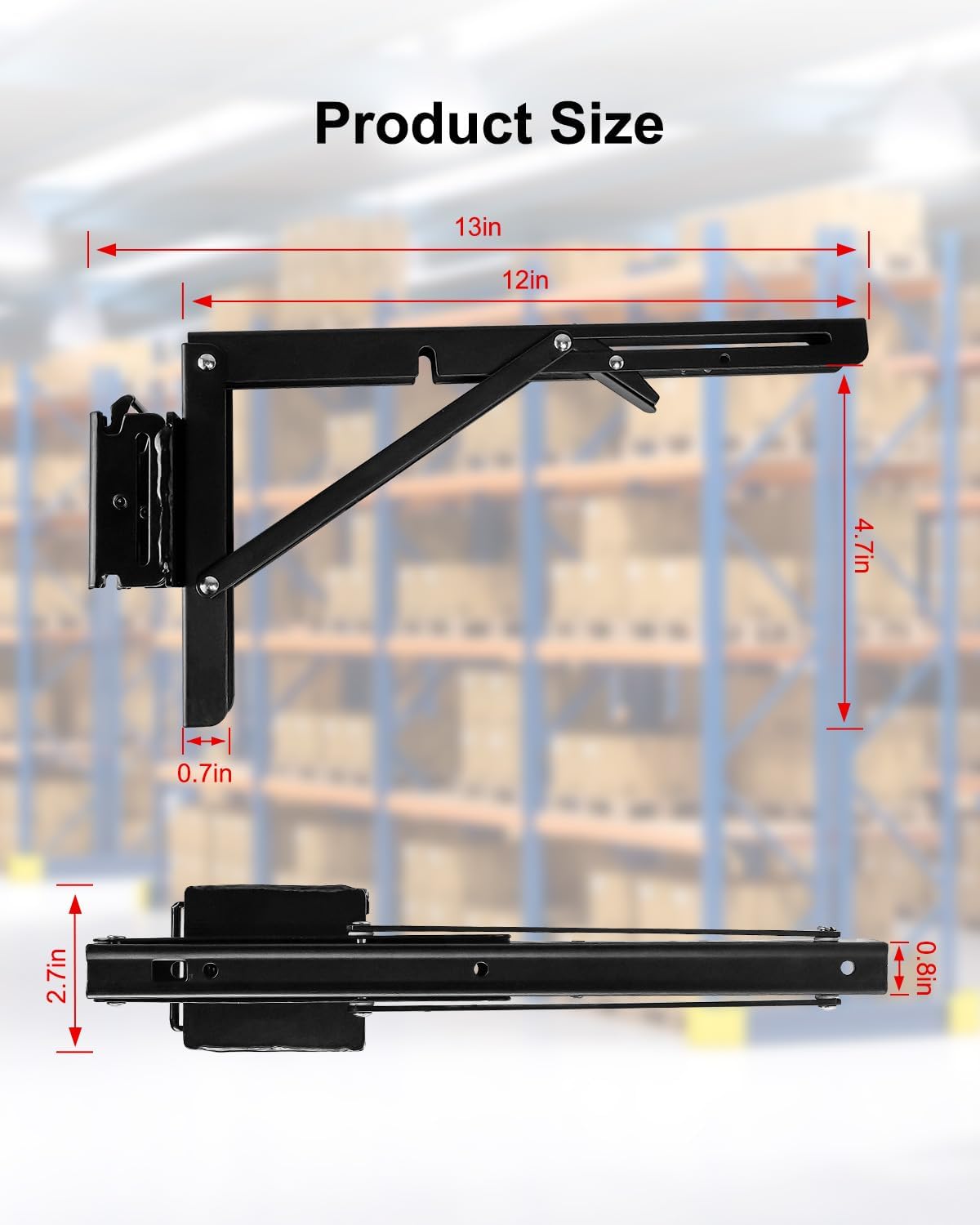 4 Pack Collapsible E Track Shelf Bracket, 12Inch Stainless Steels E-Track Folding Fixed Brackets for Workbench Shelves in Garage Enclosed Trailer Truck Warehouse Workshop
