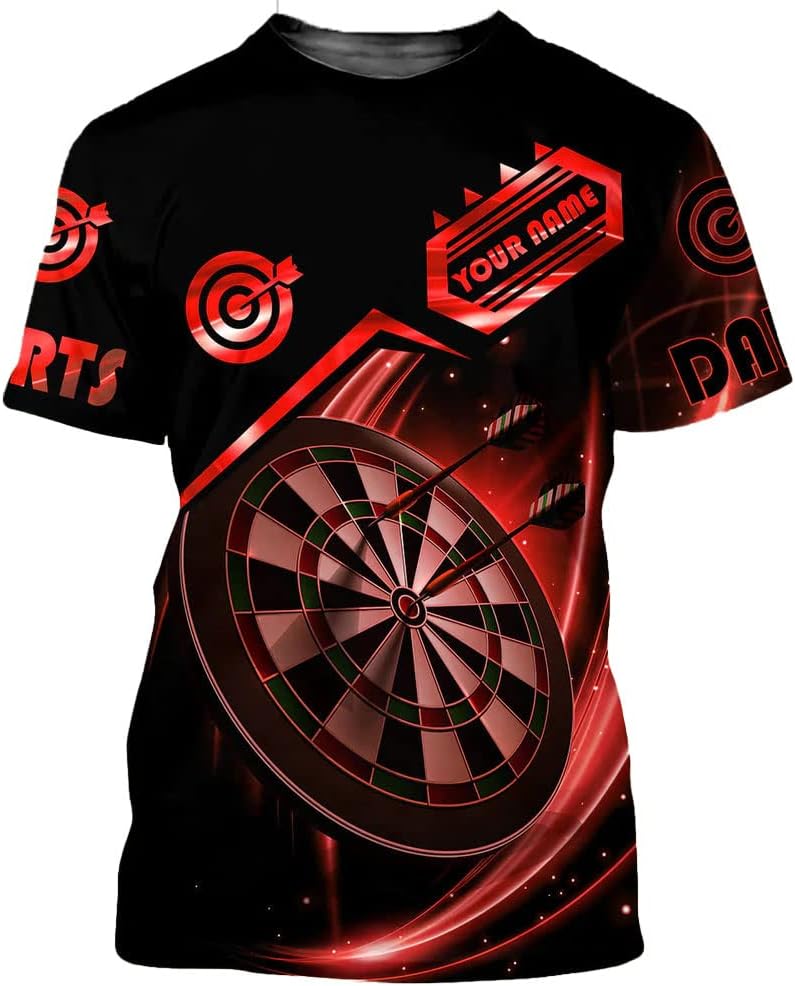 Personalized 3D Dart Shirts for Men, Dart Tshirts for Team, Dart League T-Shirt, Dart Gift, Graphic Darts Print Short Sleeve