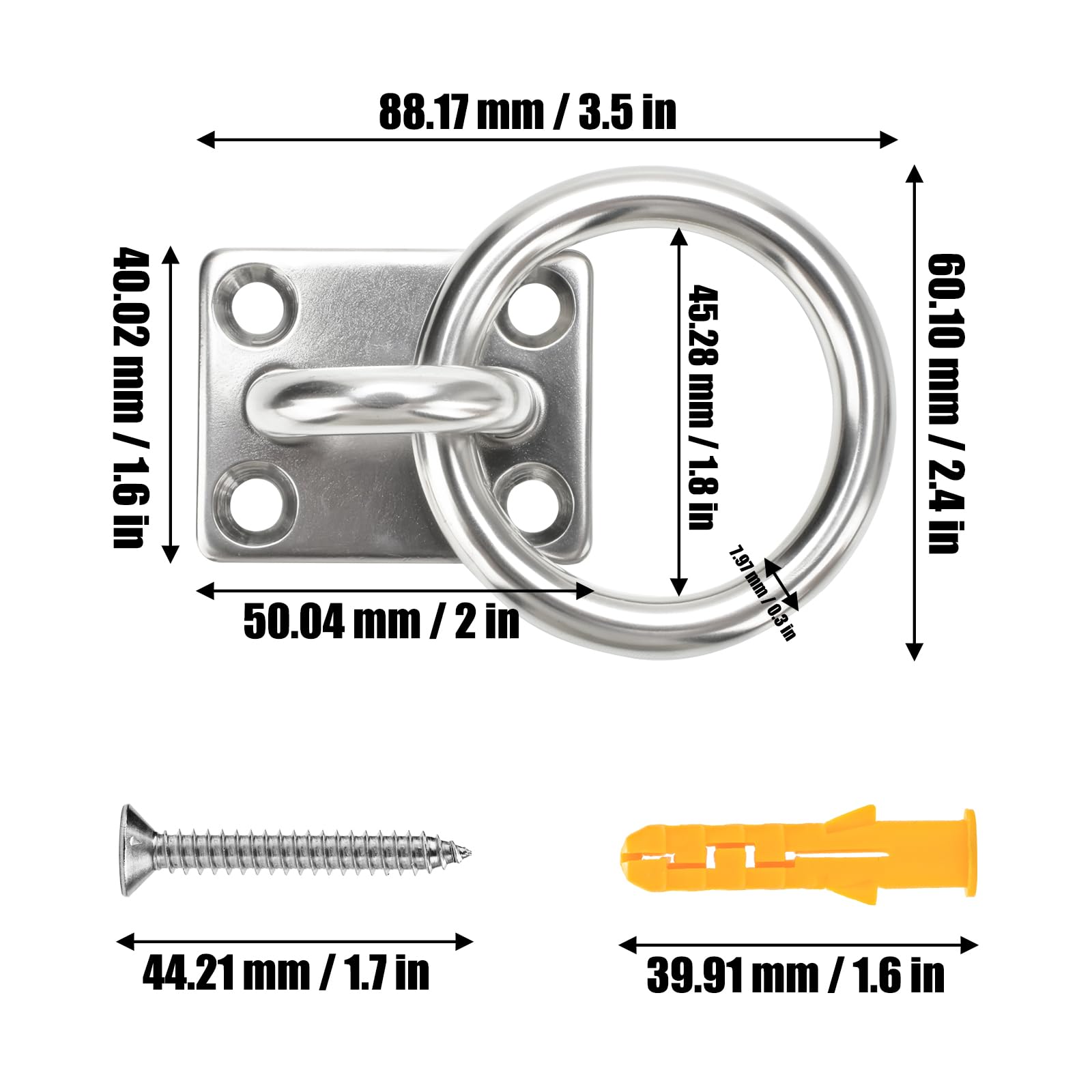 Heavy Duty Stainless Steel Ceiling Hooks - 400lb Capacity -2