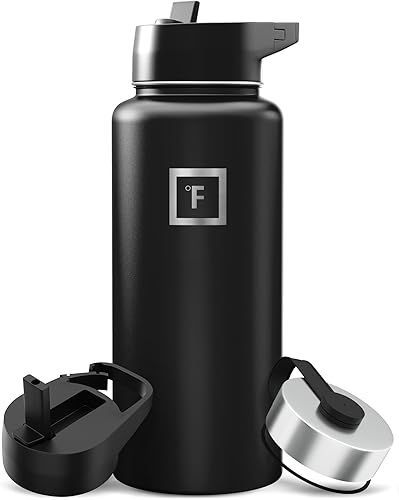 Miniatura 90 de IRON °FLASK Frasco de hidratación para acampar y senderismo con pajilla, botella de agua deportiva de acero inoxidable con aislamiento de boca