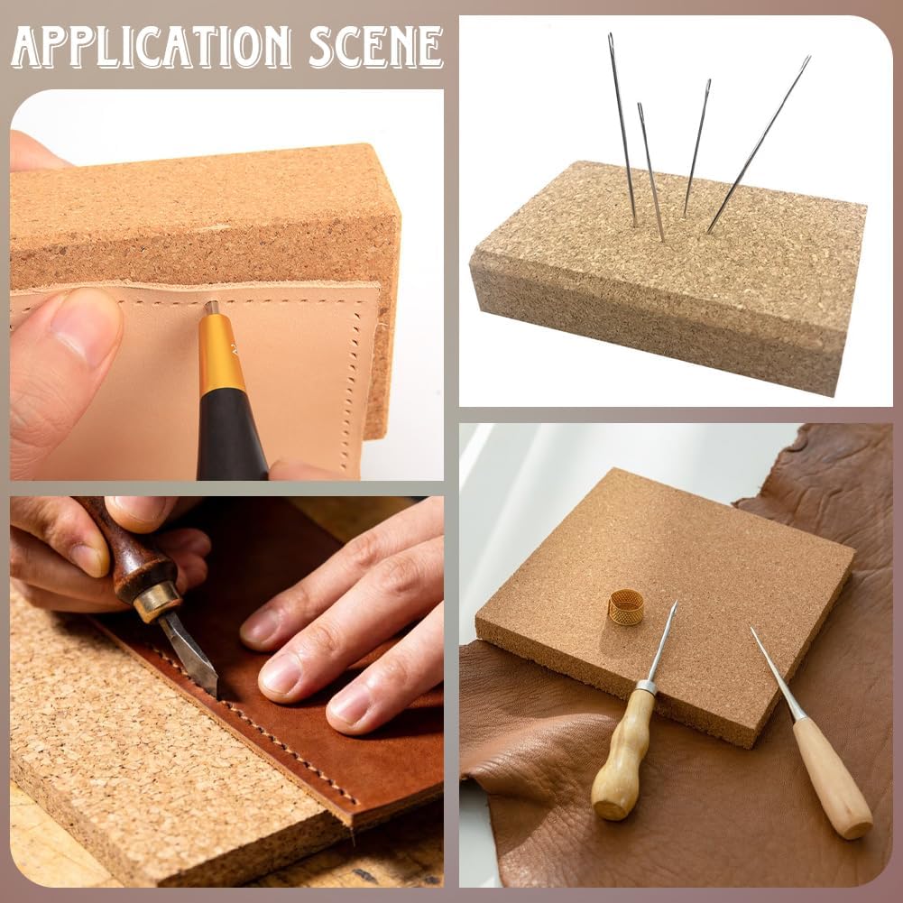 2PCS Leather Cutting Pad for DIY Sound Absorbing Cork Punching Board Hole Punch Stamping Tool Thickened Punching Mat Thick Protection Pad for Stitching Chisels Leathers Working DIY Craft