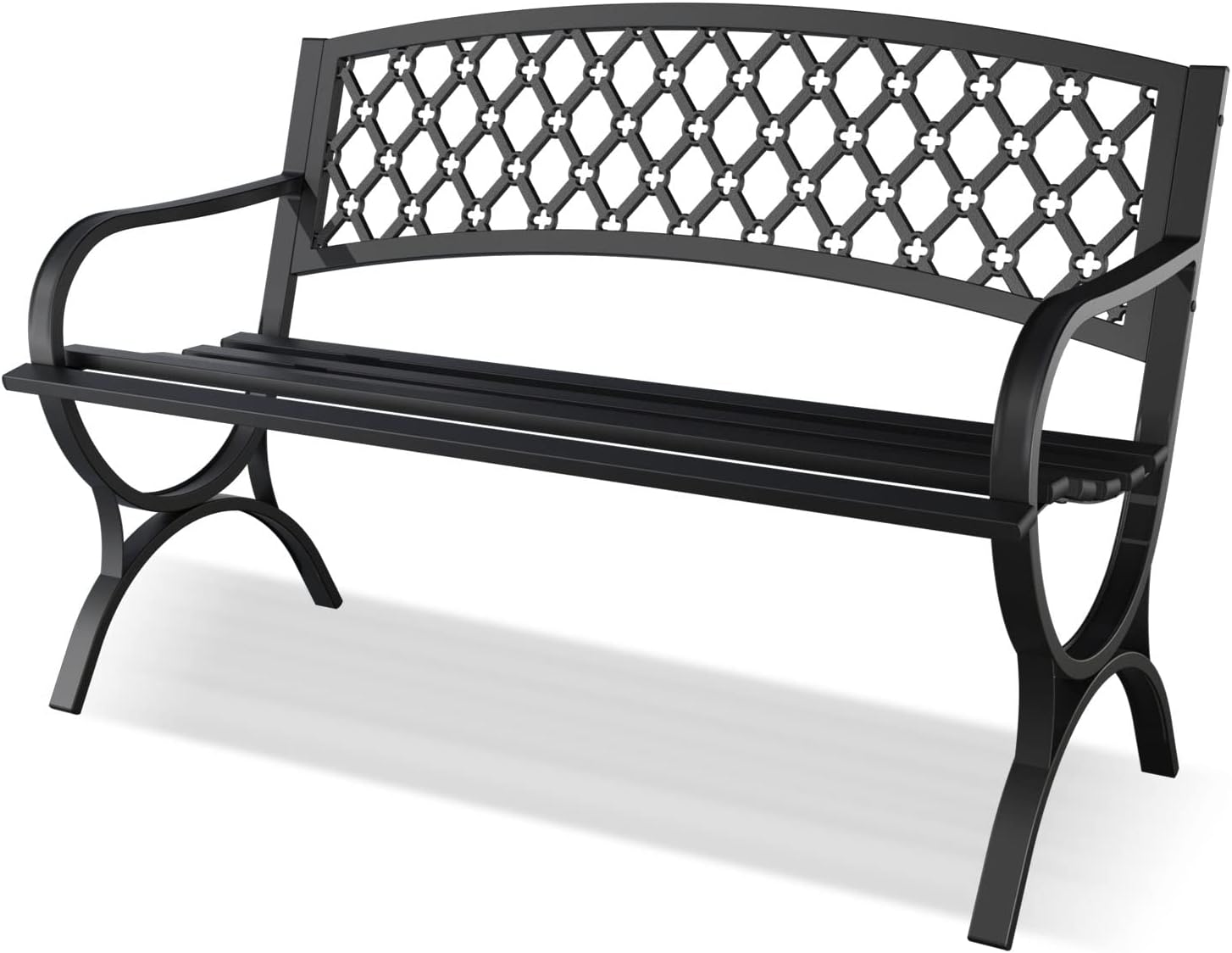 Outdoor Metal Garden Bench Outside Curved Patio Outdoors