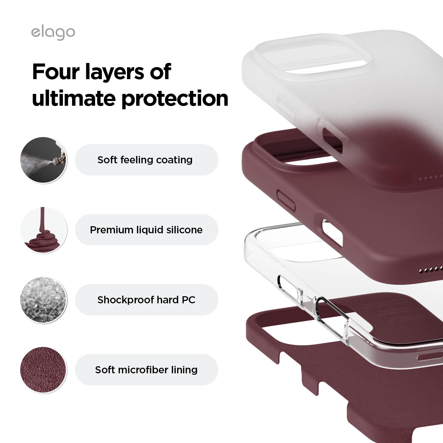 elago Compatible with iPhone 16 Pro Max Case, Premium Liquid Silicone Case, Full Body Protective Cover, Shockproof - Image 4