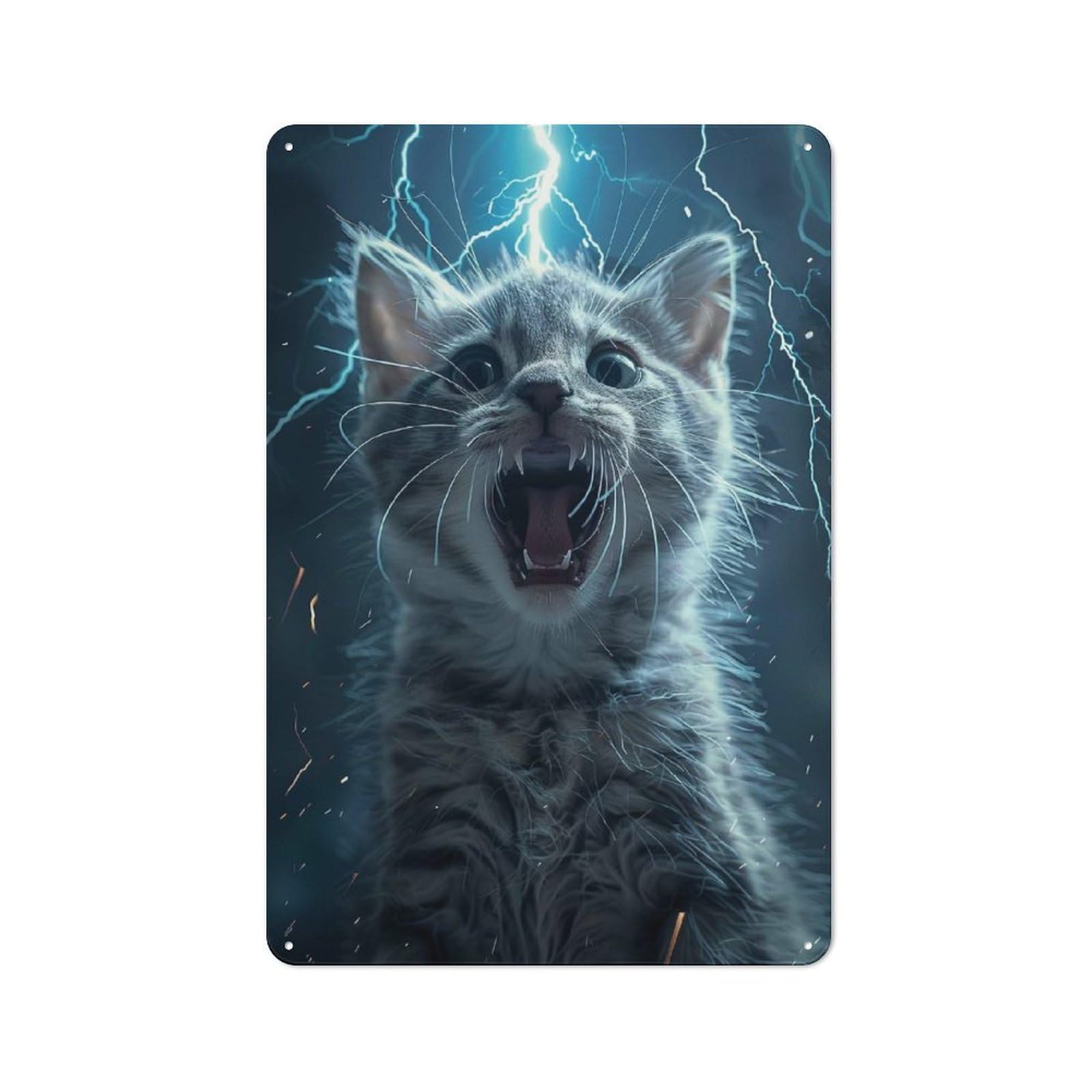 Junmoney Cat Lightning Shop Front Style Bistro Metal Sign 30X20cm, Cafe Wall Decor For Tea Room, Shop Wall Or Breakfast Area