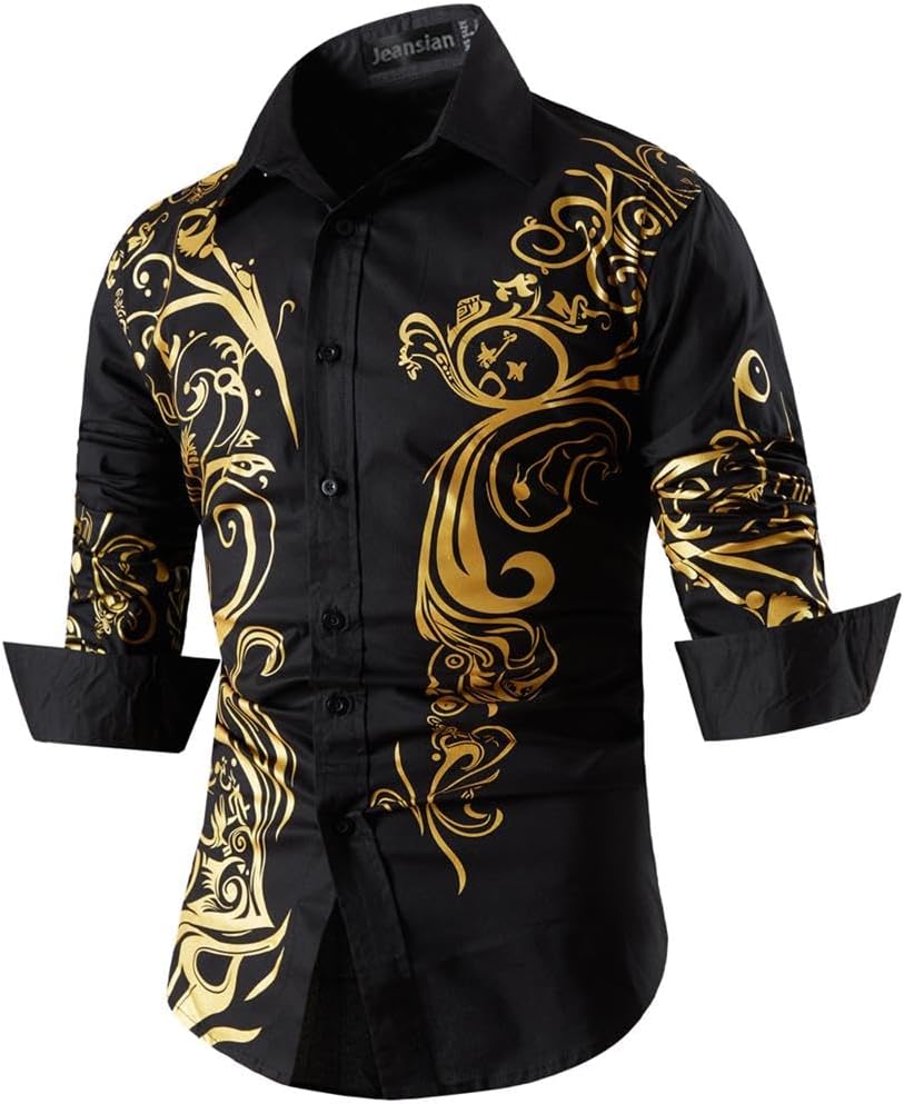 jeansian Men's Long Sleeve Casual Button Down Dress Shirt JZS041