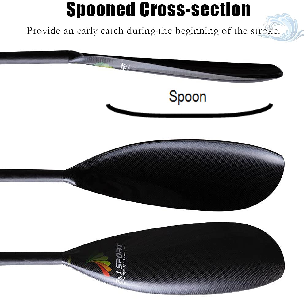 Z&J SPORT Kayak Paddle Carbon Fiber,2-Piece Detachable Paddle for Kayak Boating with 3.94inch Adjustable Carbon Oval Shaft and Free Paddle Bag(215-225cm,BL)