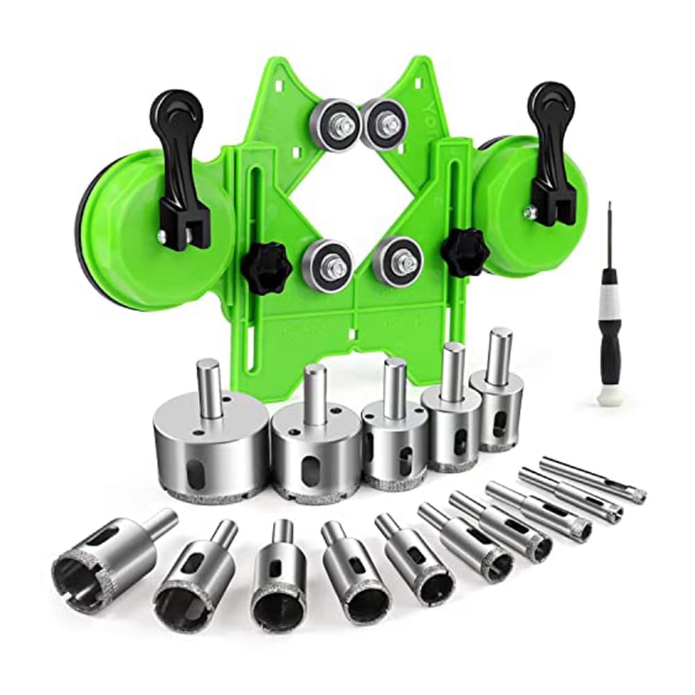 Scie cloche diamantée kit de 17 pièces avec gabarit de guidage à double ventouse 4-83 mm