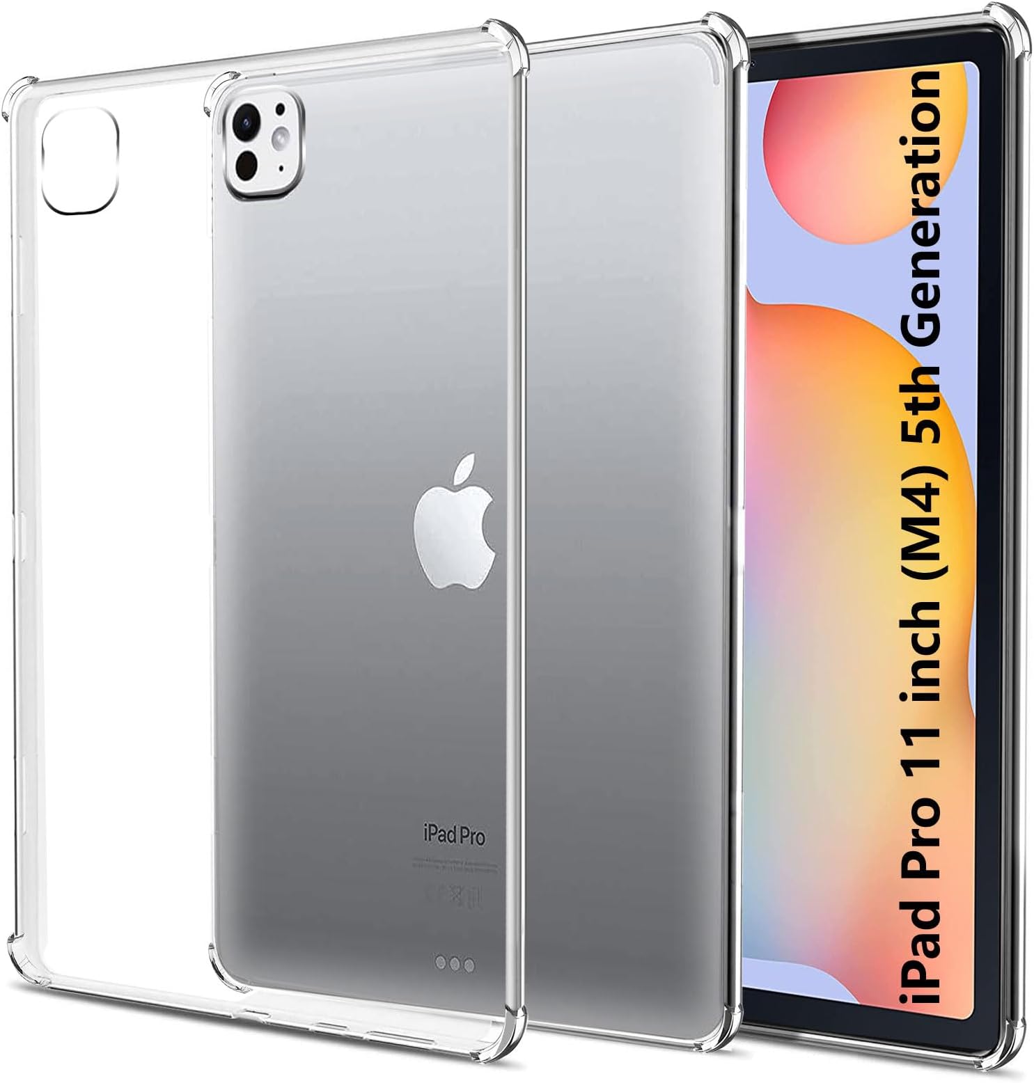 easyBeeCase Compatible with iPad Pro (M4) 11 Inch Case, Ultra Thin Silicone Shockproof Back Cover HD Transparent TPU Tablet Protective Case for iPad Pro 11 Inch - Clear Transparent