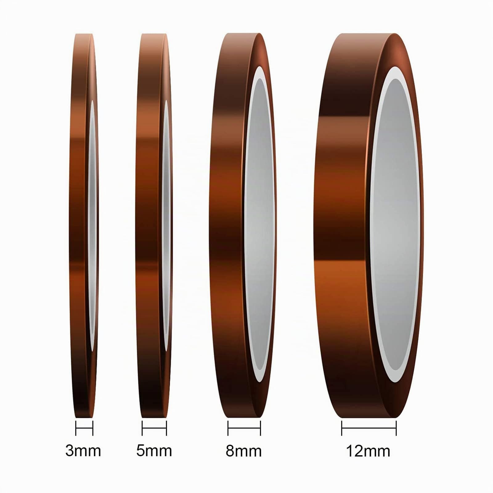 LUTER - Cinta adhesiva de alta temperatura, 4 rollos resistentes al calor, para sublimación, impresora 3D, soldadura a la onda (3 mm/5 mm/8 mm/12 mm x 33 m, leonado)