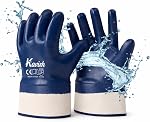 Kavish Blue Nitrile Coated Work Gloves Heavy-Duty Oil & Water Resistant Safety Gloves with Grip for Industrial Mechanical Use