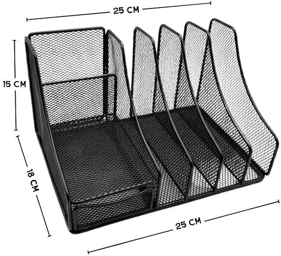 Temel Siyah Metal Mesh Masaüstü Organizer Çekmeceli Dosyalık 25x18x15 cm 9538