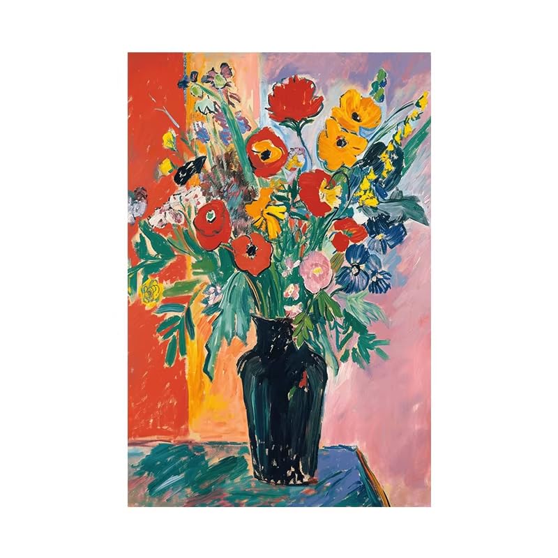 Tableau abstrait floral moderne pour habiller un grand mur de salon