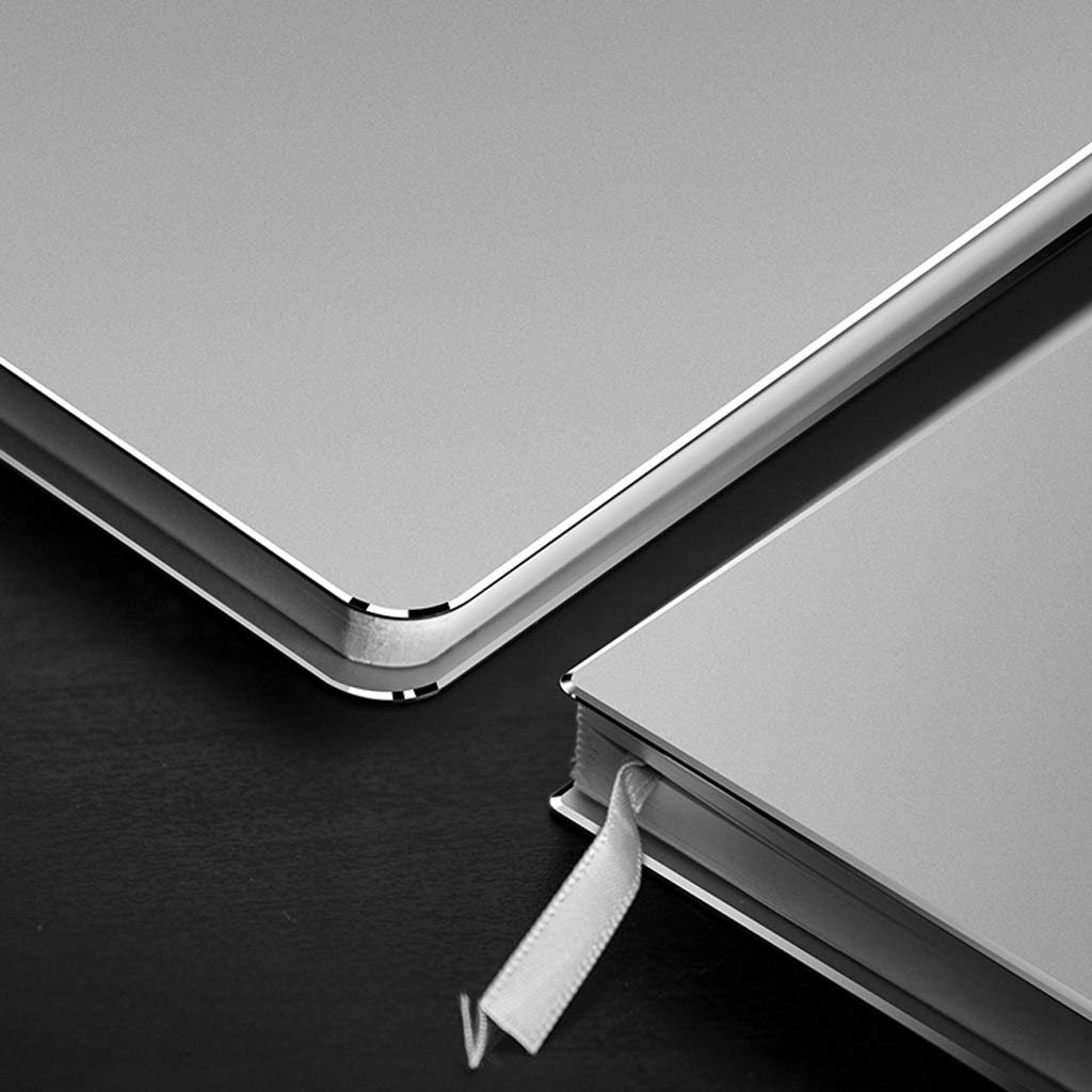 Journal A5 Metal Surface Dur Notebook Creative Horizontal Ligne intérieure Page Arrondie Coin Design Bloc-Notes Simple Exquis (Color : White)